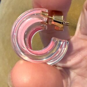 Alison Lou Pink Lucite mini Huggies